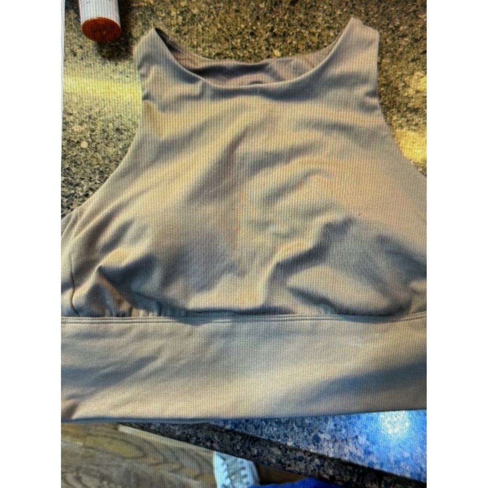 All in Motion Womens High Neck Sports Bra Racerback Cutout Gray Green Size L